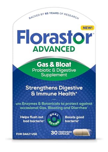 Florastor Advanced Digestive Support – Probiotic, Enzymes & Botanicals – 30 Capsules