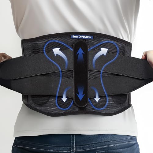 Strong Self-Heating Fit Lower Back Brace – Advanced Composite Fiber Support Belt with X-Shaped Design, Strong Lumbar Support, Pain Relief for Men & Women, Large