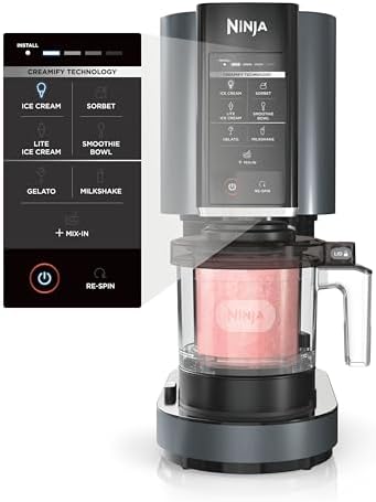 Ninja CREAMi, Ice Cream Maker, Ice Cream, Gelato, Sorbet ,Milkshakes, Mix-ins, Smoothie Bowls & More, 7-in-1, Ice Cream Pints, Pint lid, Healthy Ice Cream, Compact, Perfect for Kids, Black, NC299AMZ