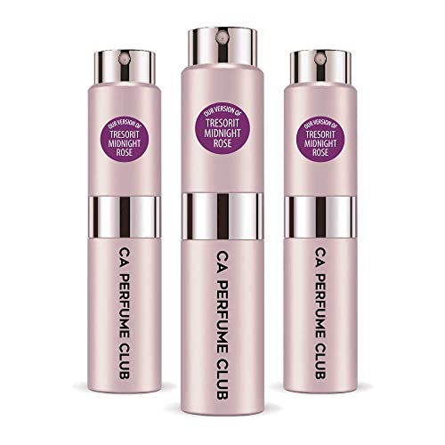 CA Perfume Impression of Tresorit Midnight Rose For Women Replica Version Fragrance Dupes Concentrated Long Lasting Eau de Parfum Spray Refillable Atomizer Bottle 0.27 Fl Oz-X3