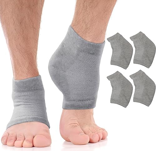Moisturizing Socks for Women & Men | Aloe Vera Cracked Heel Treatment | Foot Callus Remover | Aloe Socks for Cracked Heels & Dry Cracked Feet | Lotion Infused Gel Heel Socks (Large - 2 Pairs)