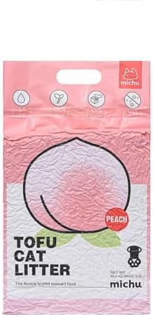 Michu Cat Litter Tofu Cat Litter Best Cat Litter Natural Clumping Tofu Cat Litter 5.5lb/88oz 5 Scents (Peach, 2 Pack)