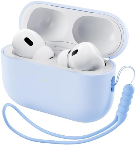 ORNARTO Compatible with AirPods Pro 2 Case 2022, Full Protective Hybrid Silicone for AirPods Pro 2nd Generation Case, Front LED Visible Skin Cover-Baby Blue