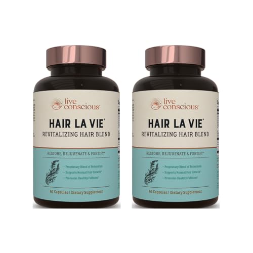 Live Conscious by Hair La Vie Revitalizing Blend Hair Vitamins with Biotin, Collagen and Saw Palmetto (2-Pack)