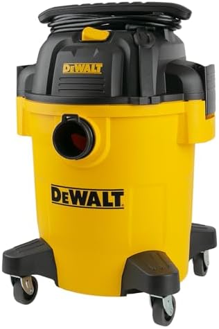 DEWALT Shop Vacuum 6 Gallon 4HP Poly Wet Dry Vacuum Ultimate Cleaning Solution for Construction Workshop Environments for Jobsite Garage Home W/Inflation Ket, Yellow, DXV06PL