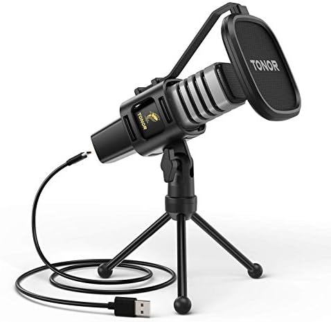 TONOR USB Microphone for PC, Cardioid Condenser Computer Mic with Tripod Stand, Pop Filter, Shock Mount for Gaming, Streaming, Podcasting, YouTube