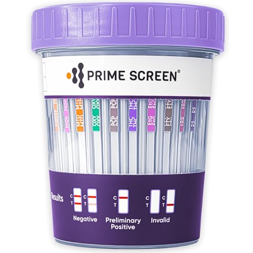 Prime Screen Urine Drug Test Compact Cup 16 Panel Kit (AMP,BAR,BUP,BZO,COC,mAMP,MDMA,MOP/OPI,MTD,OXY,PCP,THC, ETG, FTY, TRA, K2) -CDOA-9165EFTK (5)