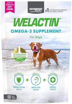 Nutramax Welactin Daily Omega-3 Supplement For Dogs, Skin & Coat Health Plus Overall Health, 60 Soft Chews