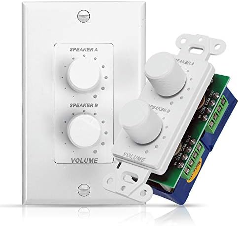 Pyle Home in-Wall Speakers, Dual Knob and Independent Volume Control Plate- 120W Load Handling, Dual Stereo Channel Control, Smooth Rotary Knobs, Universal Wall Plate, Speaker Volume Control - PVCD15