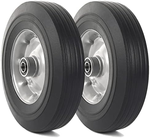 AR-PRO (2-Pack) 10''x2.5'' Flat Free Solid Rubber Replacement Tires - Flat-Free Tires for Hand Trucks and Wheelbarrows with 10” Tires with 5/8" Axles