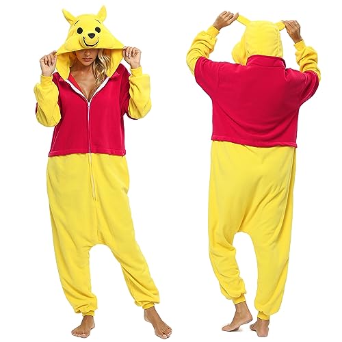 NAITOKE Adults Animal Onesie Halloween Costumes Cosplay Pajamas Red Yellow