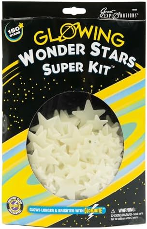Great Explorations: Wonder Stars Super Kit, Glow In The Dark Ceiling Stars. 150 Pieces In 4 Sizes Reusable Sizes