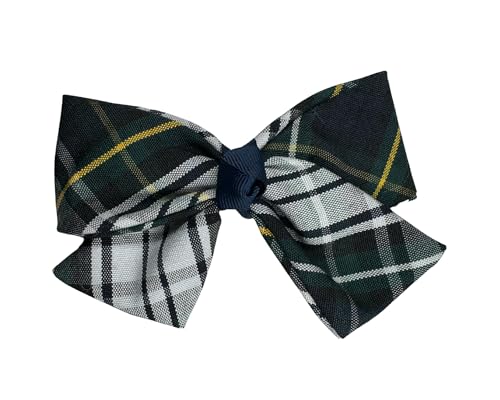 Plaid Hair Bow with Tail/Back to School Uniform Plaid Fabric/First day of School/Plaid Accessories/Alligator Clip/School Uniform Plaid (Plaid 45)