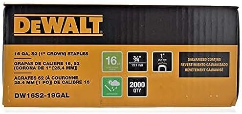 DEWALT DW16S2-19GAL 3/4" x 1" x 16 Ga Wide Crown Staples