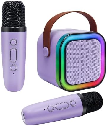 Mini Karaoke Machine for Kids HAOMUREN Portable Speaker with 2 Wireless Microphones, Easter Birthday Gifts Girl Singing Karaoke Machine for 3,4,5,6,7,8,9,10,12+Year Old Toys Gift for Girls Boys,Purple