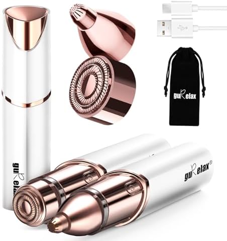 Womens Eyebrow Facial Trimmer, 2 in1 Facial Hair Removal and Eyebrow Shaver - Face Lips Chin Painless Facial Razor with Replacement Heads