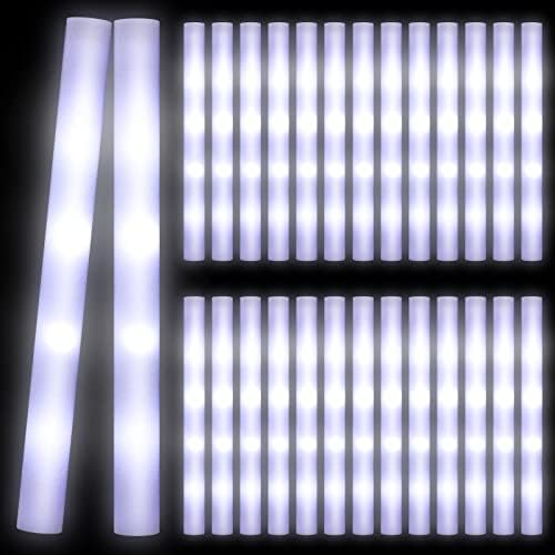 Yinder 12 Pcs LED Glow Sticks, 18.9 Inches Light up Batons with 3 Modes Flashing Light up Stick for Concert Stage Lights Wedding Raves Carnival Halloween Birthday Party (White Light)