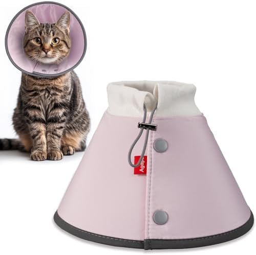 Agape Soft Cone for Cats & Small Dogs, Comfy Pet Cone to Stop Licking, Adjustable Cat E Collar Alternative After Surgery, Protective Elizabethan Collar for Pup & Kitty, Water Repellent Recovery Cone