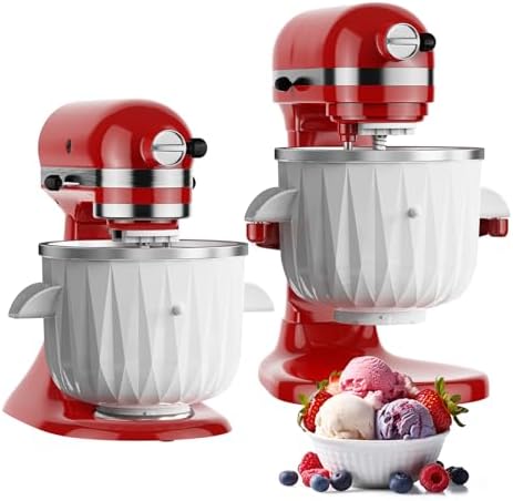 Ice Cream Attachment for Kitchenaid, Ice Cream Maker for Kitchenaid Mixer, Compatible with KitchenAid 4.5 Qt and Larger Stand Mixers, Attachment for Kitchenaid Mixers