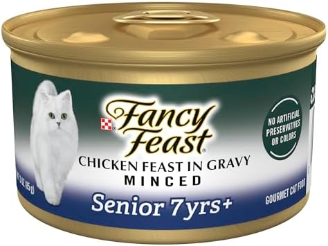 Purina Fancy Feast Senior Wet Cat Food 7 Years Plus Chicken Feast in Gravy Minced - (Pack of 24) 3 oz. Cans