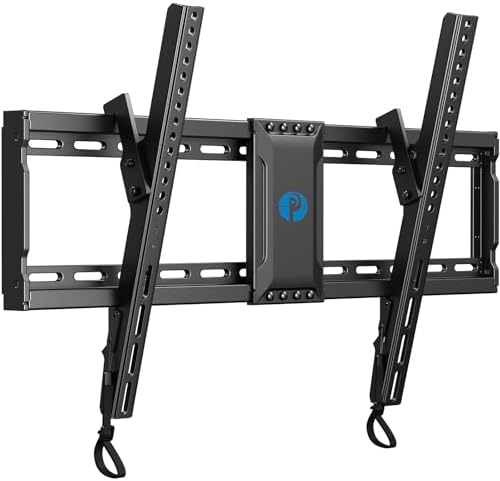 Pipishell Tilt TV Wall Mount for 37″–82″ Flat or Curved TVs up to 132 lbs, Max VESA 600x400mm, Wall Mount TV Bracket with Pull Cord Locks, TV Mount Bracket for 12″–24″ Wood Studs, PILT9