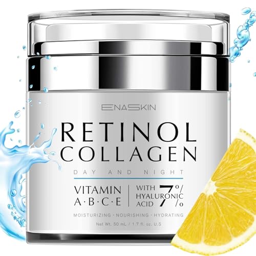 EnaSkin Retinol Face Moisturizer Collagen Cream, Rapid Facial/Neck Wrinkle Repair, Day/Night Anti Aging Firming Cream for Women & Men, Instant Lift & Deep Hydrating, 1.7 fl oz.