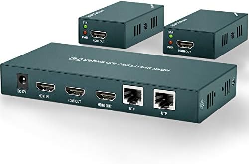 HDMI Extender Splitter 1x2, HD1080P@60Hz & 3D Visual, Extending 165ft (50m) Length Transmission Over CAT5e/CAT6/CAT7 Cable, 2 Channel Transmission with 2 HDMI Loop Out1