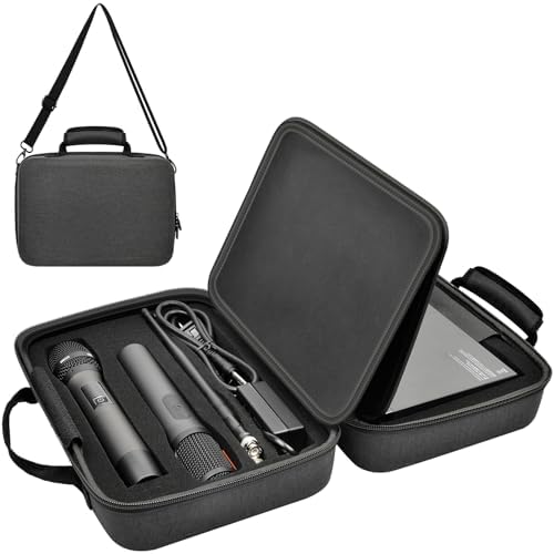Wireless Microphone Case for JBL for Singing for TONOR for Shure for Bietrun for ALPOWL Two Microphone System DIY Foam Fits for Different Size Mic, Receiver, Audio Cable(Box Only) (Black)