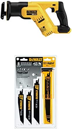 DEWALT DCS387B 20-volt MAX Compact Reciprocating Saw (Tool Only) with DEWALT DWA4101 Bi-Metal 2X Reciprocating Saw Blade Set, 8-Piece