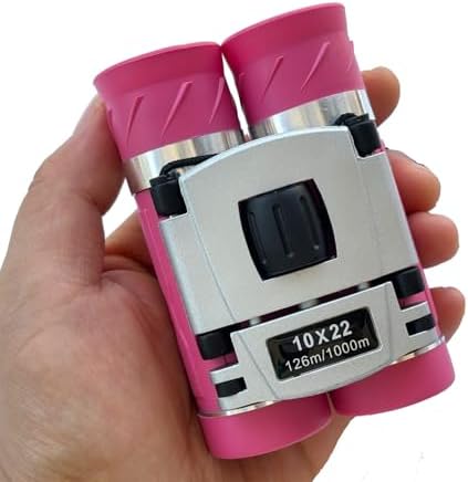 10x22 Compact Binoculars for Bird Watching, Mini Small Binoculars for Adults Kids Teens, Optical Binoculars for Opera Hiking Hunting Travel Concert Gift (Pink, 10x22)