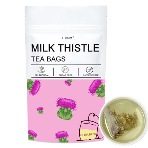 Milk Thistle Tea Bags, 3g x 20 Count - Natural Milk Thistle Tea, Roasted Milk Thistle Seeds Herbal Tea for Liver Cleanse, Caffeine Free