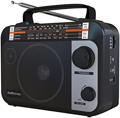 Multi-Band AM/FM/SW1-2 Radio Transistor Radio AC or Battery Operated with Best Reception Big Speaker and Precise Tuning Knob with AUX in & 3.5mm Earphone Jack