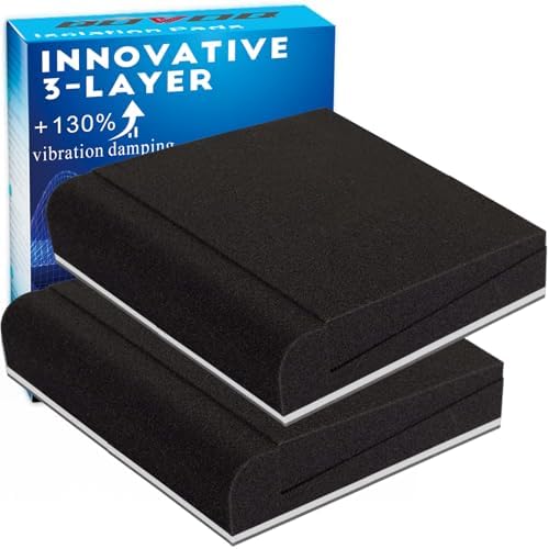 2 Pack Studio Monitor Isolation Pads, Innovative 3-layer Construction, Acoustic Speaker Isolation Pads, Angled Speaker Foam Stand, High Density Acoustic Foam, For 6"- 8" Speakers Black&white