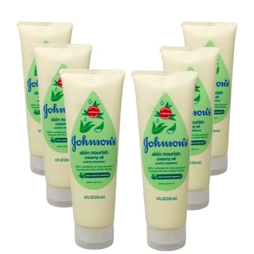 Johnson's Skin Nourish Creamy Oil Aloe Scent & Vitamin E, 8 Ounce, Pack of 6