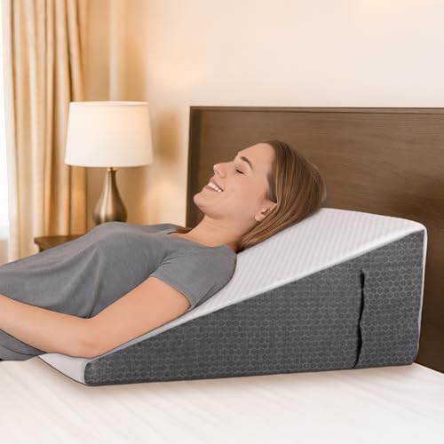 Wedge Pillow for Sleep Apnea Bed Wedge Pillow Headboard Set for After Surgery,Sleeping,Gerd Acid Reflux Relief,Back Pain Relief Triangle Pillow for Adult,Neck Pain,Anti Snoring,Back Support