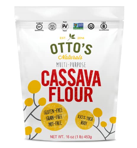 Otto's Naturals Multi-Purpose Cassava Flour, 1 LB., All Purpose Wheat Replacement, Top 9 Allergen Friendly, Use for Bread, Cakes, Pizza Dough, and Crusts, Gluten Free, Grain Free, Non-GMO, Nut-Free