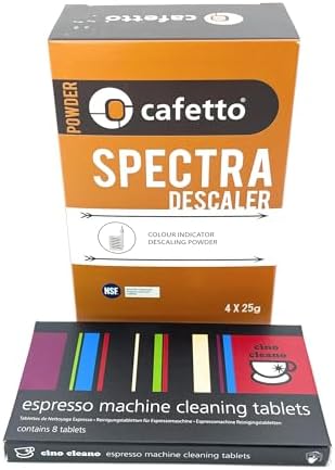 Cino Cleano Espresso Machine Cleaning and Descaling Bundle of 8 Tablets and Box of 4 Spectra Sachets for all Breville Machines
