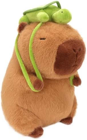 Capybara Plush Toy - 13 Inch Cute Capybara Stuffed Animal with Turtle Backpack, Kawaii Capibara Plushie for Kids and Adults