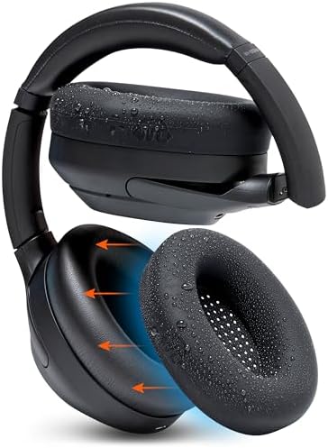 WC SweatZ XM4 - Patented Protective Earpad Sweat Covers for Sony WH1000XM4 by WC | Silicone Ear Covers for Sony WH-1000XM4 Headphones | Sweatproof & Easily Washable | Black