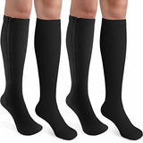 CASMON 2 Pairs Zipper Compression Socks for Women & Men,15-20 mmHg Closed Toe Knee High Support Sock for Varicose Vein Edema