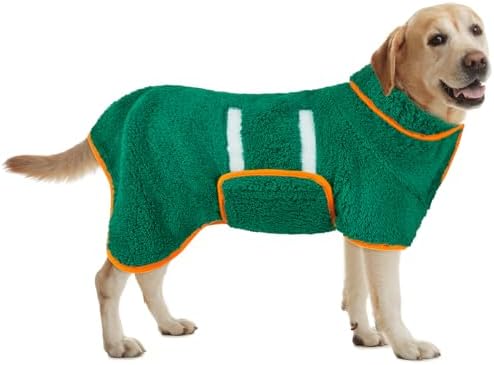 Bienbee Dog Bathrobe, Quick Drying Dog Robe Super Absorbent Dog Towels for Drying Dogs, Warm Keeping Dog Robes for After Bath Dogs Bath Supplies Green XL