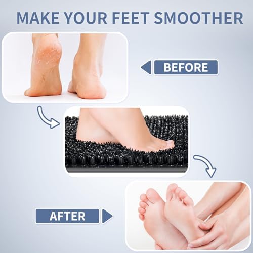 Yolife Shower Foot Scrubber Mat, Anti-Slip Bath Mat with Scrub Bristles, Soft Shower Foot Massager with Strong Suction Cups for Soothe Achy Feet, 25.6" x 13.4"