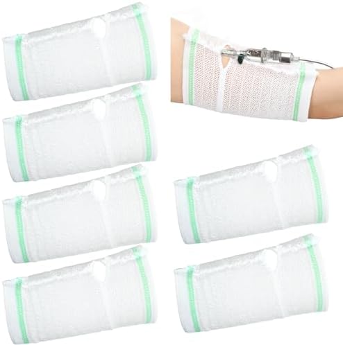 TrelaCo 6 Pcs PICC Line Cover Sleeve Upper Arm Protector Comfortable Breathable Elastic Mesh PICC Line Sleeve Cover for Upper Arm Adult Teenager Nursing