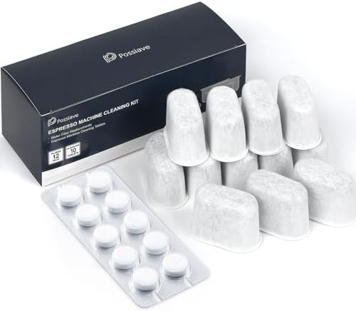 Espresso Machine Cleaning Tablets and Filters for Breville Espresso Machines (10 Tablets + 12 Filters) - 2 Gram Cleaning Tablets & Replacement Water Filter - Espresso Cleaner Accessories