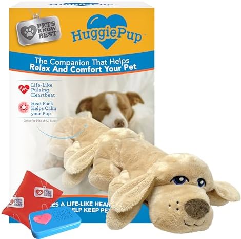 Pets Know Best HuggiePup Cuddly Puppy Behavioral Aid Toy, Great for Crate Training- Pulsing Heartbeat, Heating Pack- Golden Dog