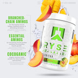 RYSE Up Supplements Core Series BCAA+EAA | Recover, Hydrate, and Build | with 5g Branched Chain Aminos and 3g Essential Aminos | 30 Servings (Peach Mango Tea)