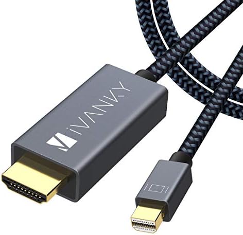 IVANKY Mini Displayport to HDMI Cable 10ft [Nylon Braided, Aluminum Shell] Mini DP to HDMI Cable for MacBook Air/Pro, Surface Pro/Dock, Monitor, Projector, More - Space Grey