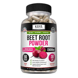 KAYA NATURALS Organic Beet Root Powder Capsule 1300mg per serving Aids in Healthy Circulation 60 Veg Capsules