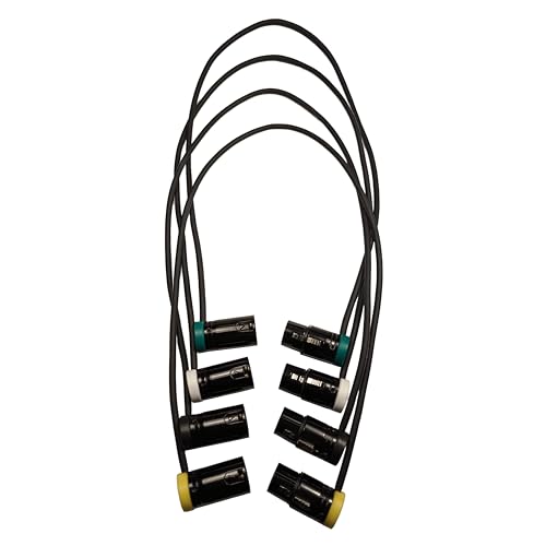4-Pcs Low-Profile 3-Pin XLR Female to XLR Male Adjustable-Angle Cable for Sound Devices 302, 552, 633, 688, 788T Mixer, Zaxcom Zoom F8 Recorder and More, Black White Yellow Green