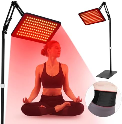 Red Light Therapy for Face and Body, Red Infrared Light Therapy Lamp Belt with Stand, Led 660nm Red Light & 850nm Infrared Light, Red Light Therapy Device for Skin Back Shoulder Pain Relief